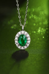 1.5 Carat Lab-Grown Emerald 925 Sterling Silver Necklace - Kaaya Closet