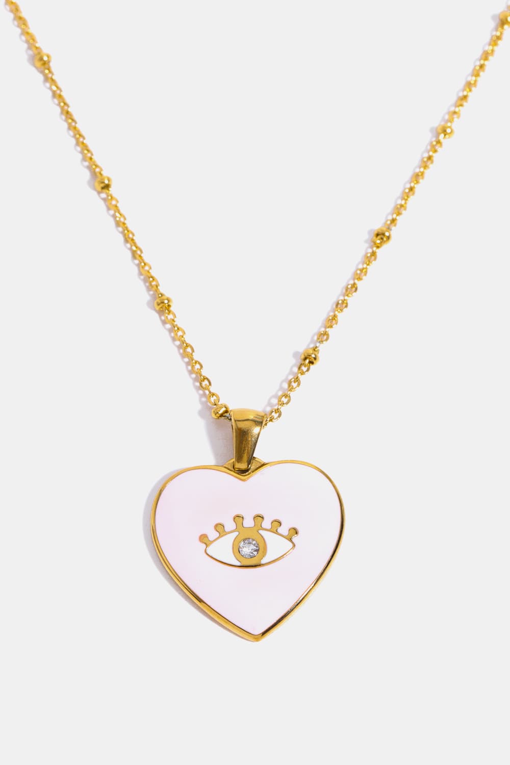 Heart & Evil Eye Shape 18K Gold Plated Pendant Necklace