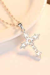 Zircon Cross Pendant 925 Sterling Silver Necklace