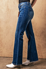 High Rise Flare Jeans with Pockets