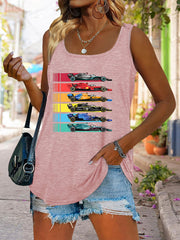 Scoop Neck Race Car Graphic Tank Top