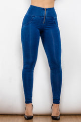 High Waist Zip Up Skinny Long Jeans