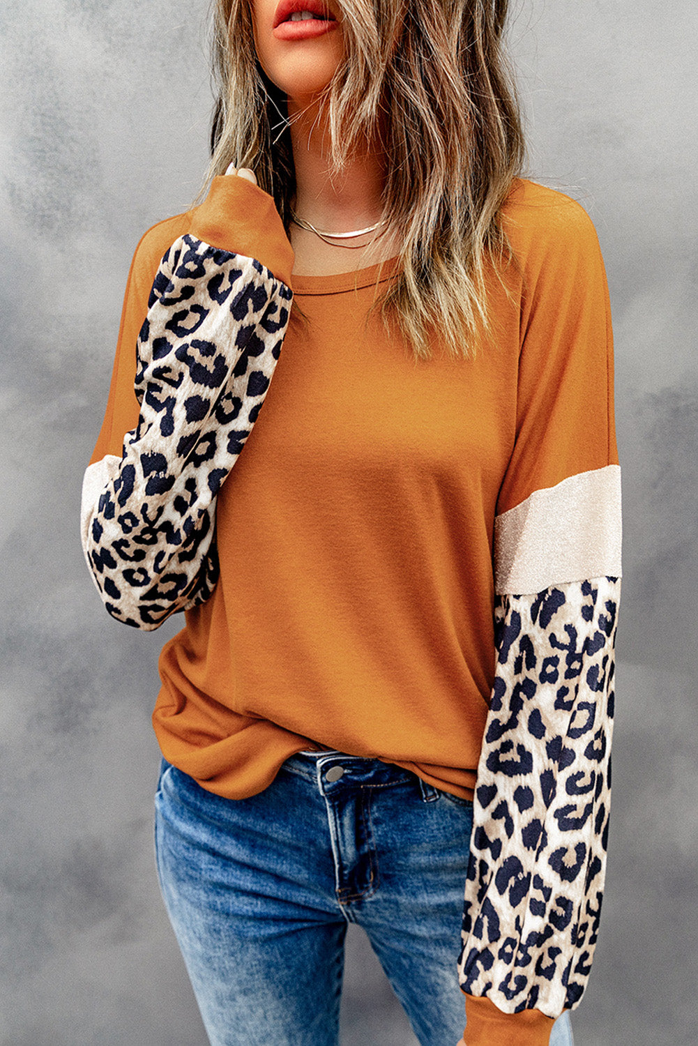 Round Neck Printed Long Sleeve Sweatshirt