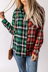 Plaid Collared Neck Long Sleeve Shirt